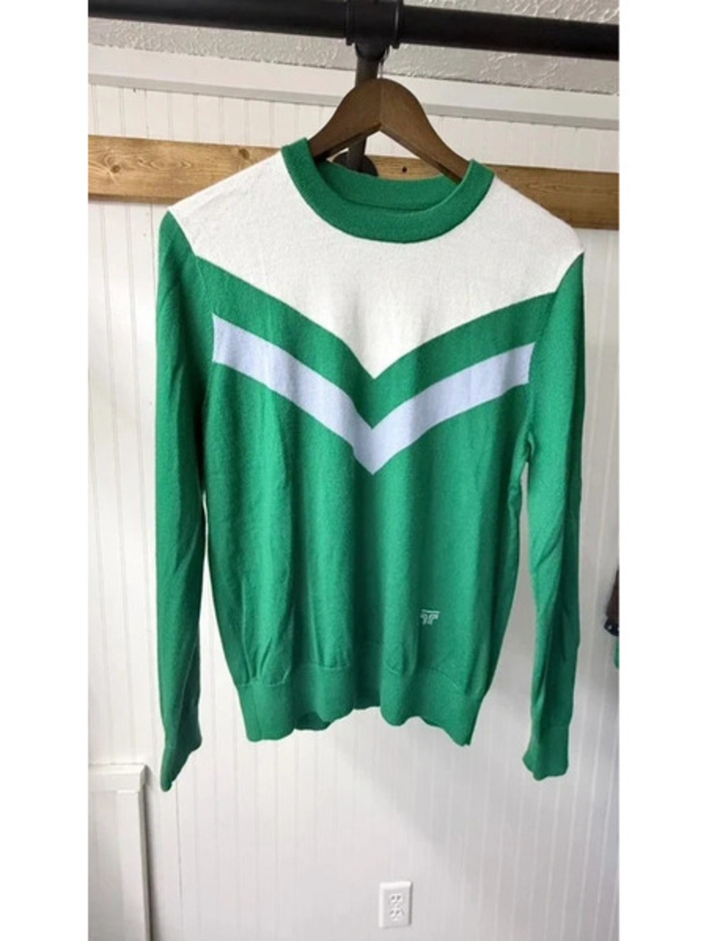 Tory Burch Sport Performance Cashmere Chevron Sweater medium tennis preppy